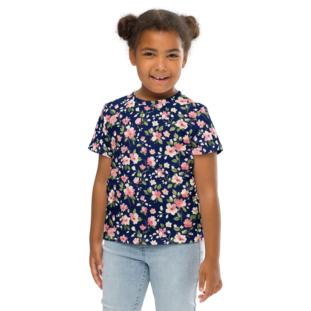 Midnight Blossom on Kids Crew Neck T-Shirt — Front