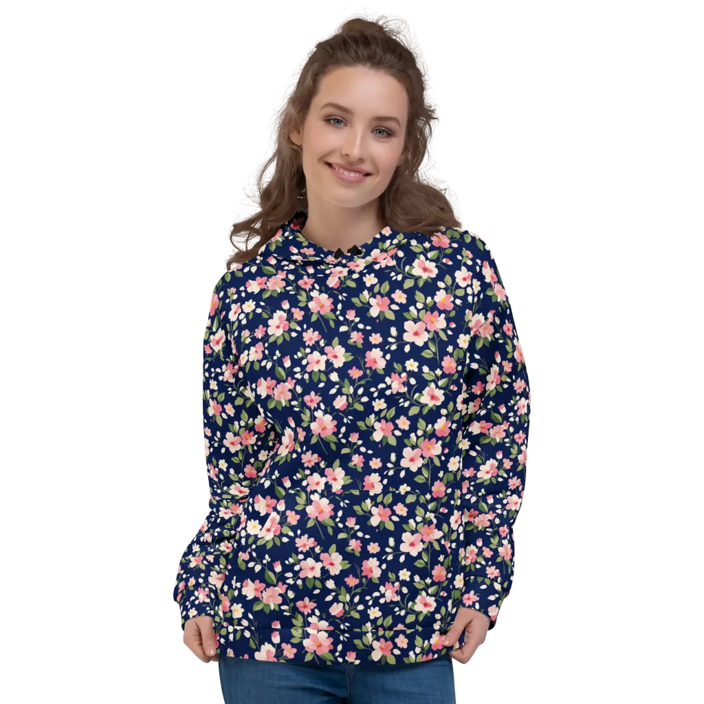 Midnight Blossom on Hoodie — Front