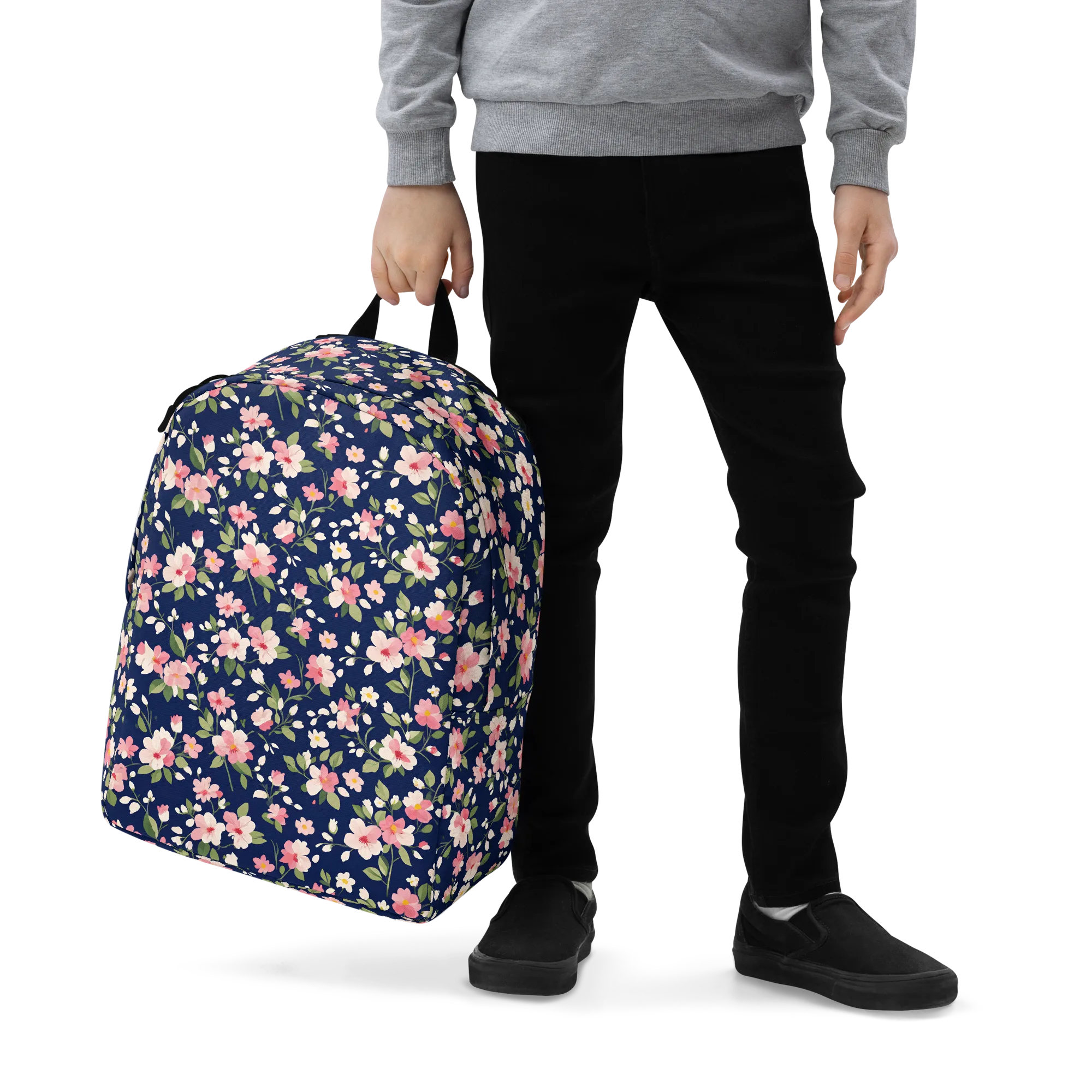 Midnight Blossom on Minimalist Backpack — Zoomed-in