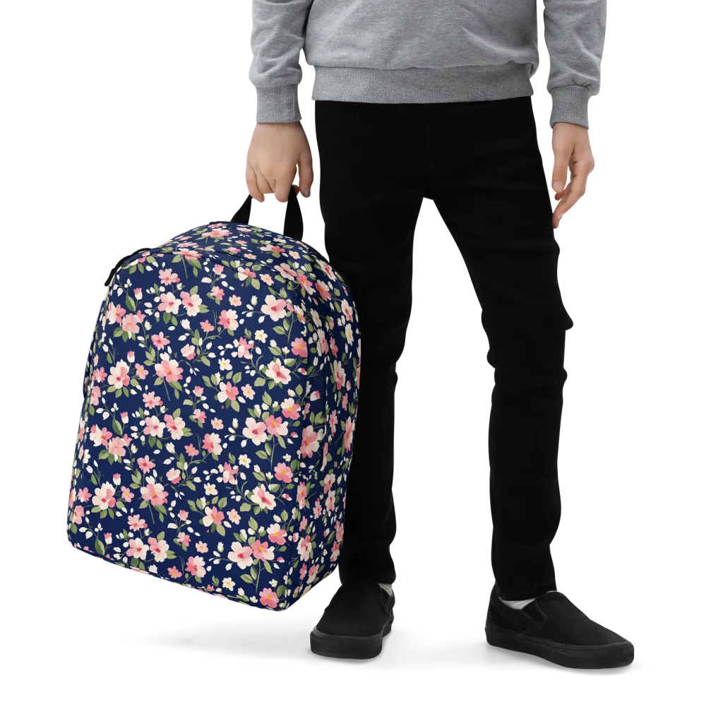 Midnight Blossom on Minimalist Backpack — Zoomed-in