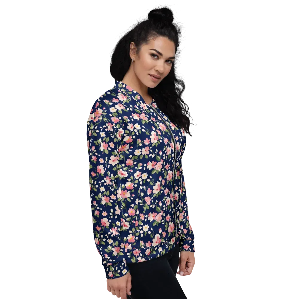 Midnight Blossom on Bomber Jacket — Right
