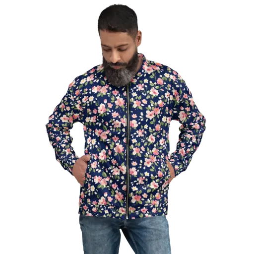 Midnight Blossom on a Bomber Jacket