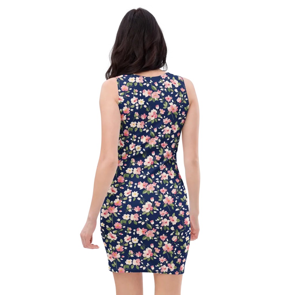 Midnight Blossom on Bodycon Dress — Back