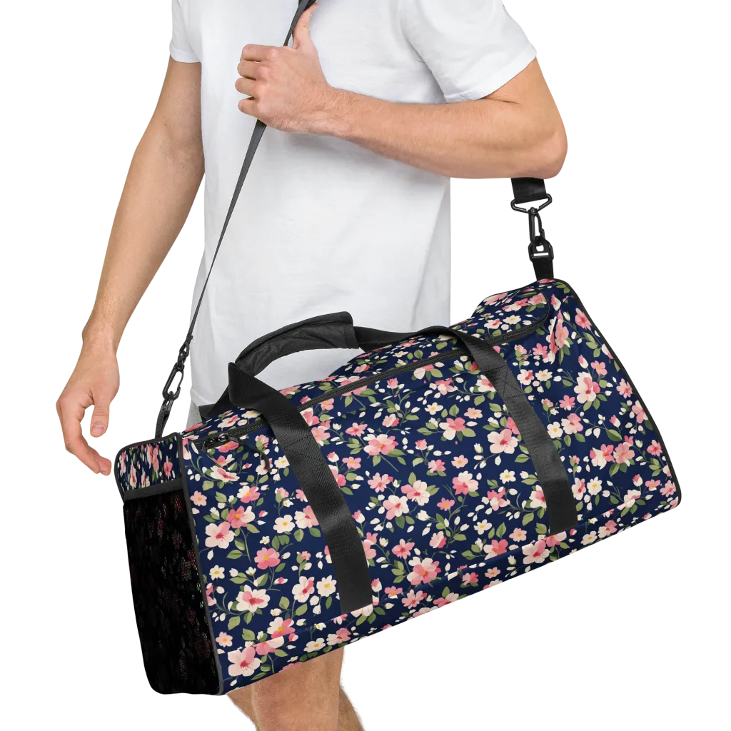 Midnight Blossom on Duffle Bag — Right Front