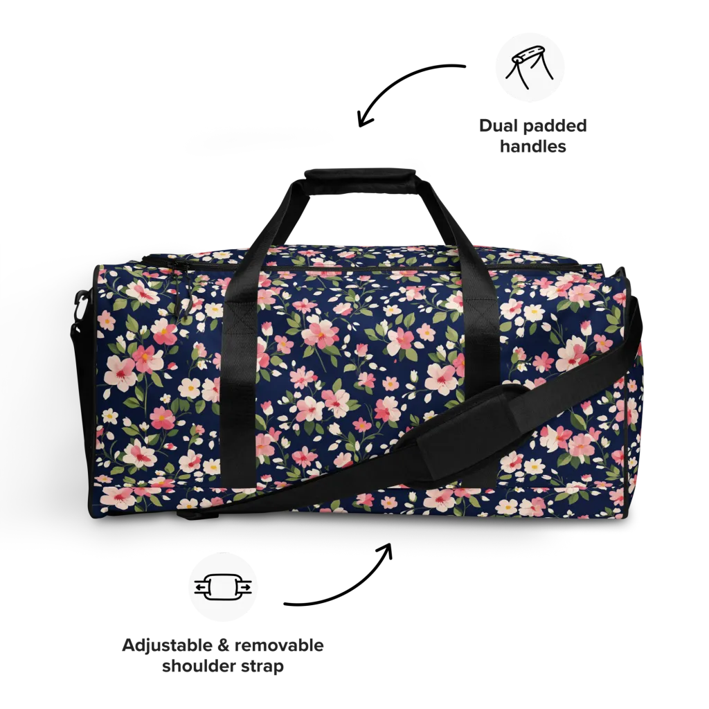 Midnight Blossom on Duffle Bag — Front
