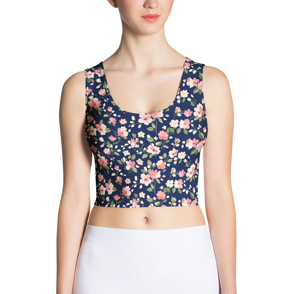Midnight Blossom on Crop Top — Front