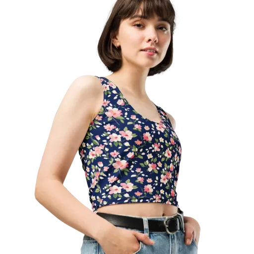 Midnight Blossom on a Crop Top