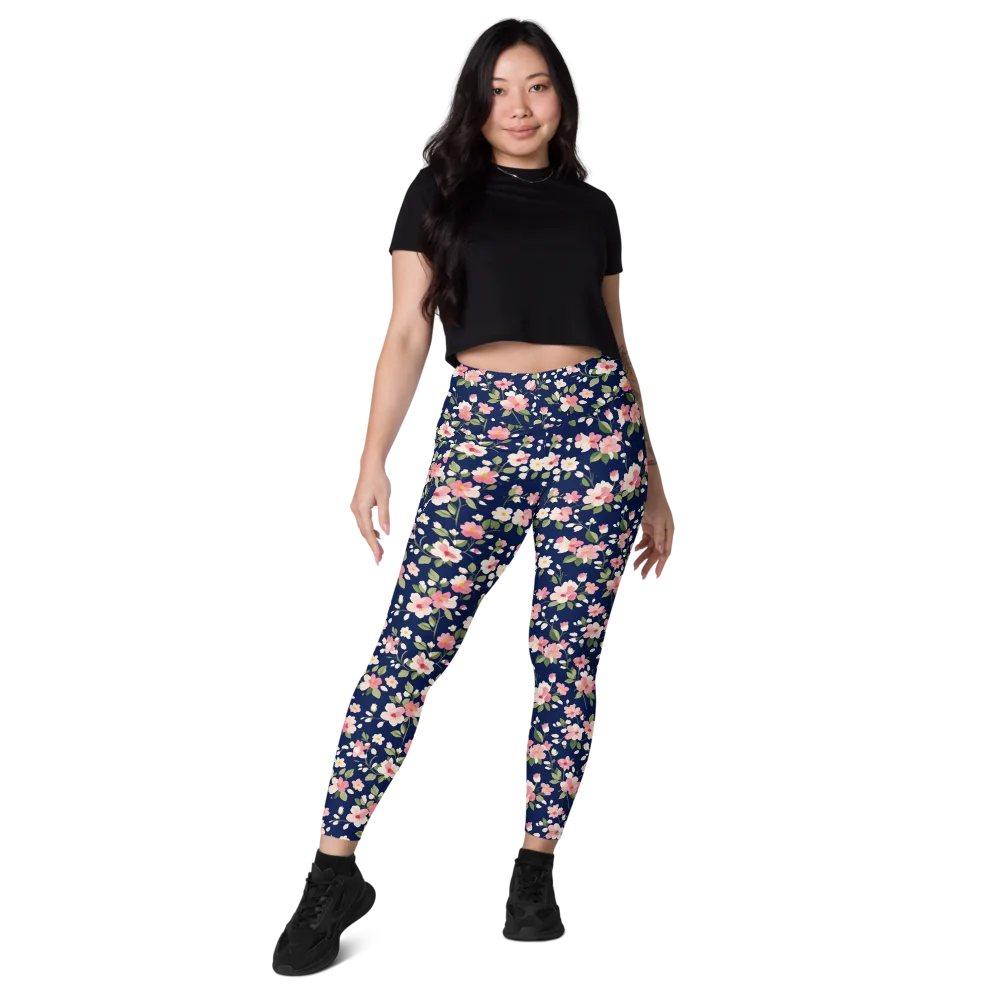 Midnight Blossom on Leggings with Pockets — Front