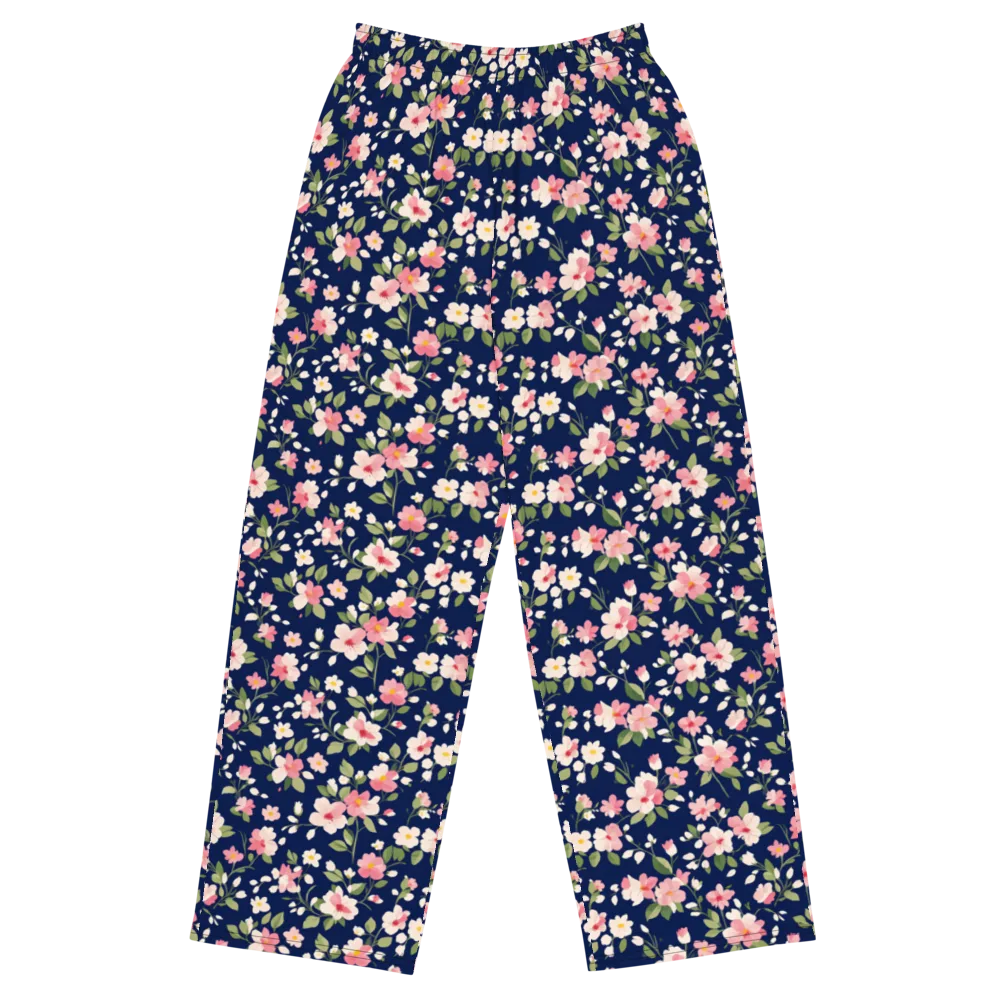 Midnight Blossom on Wide-Leg Pants — Front