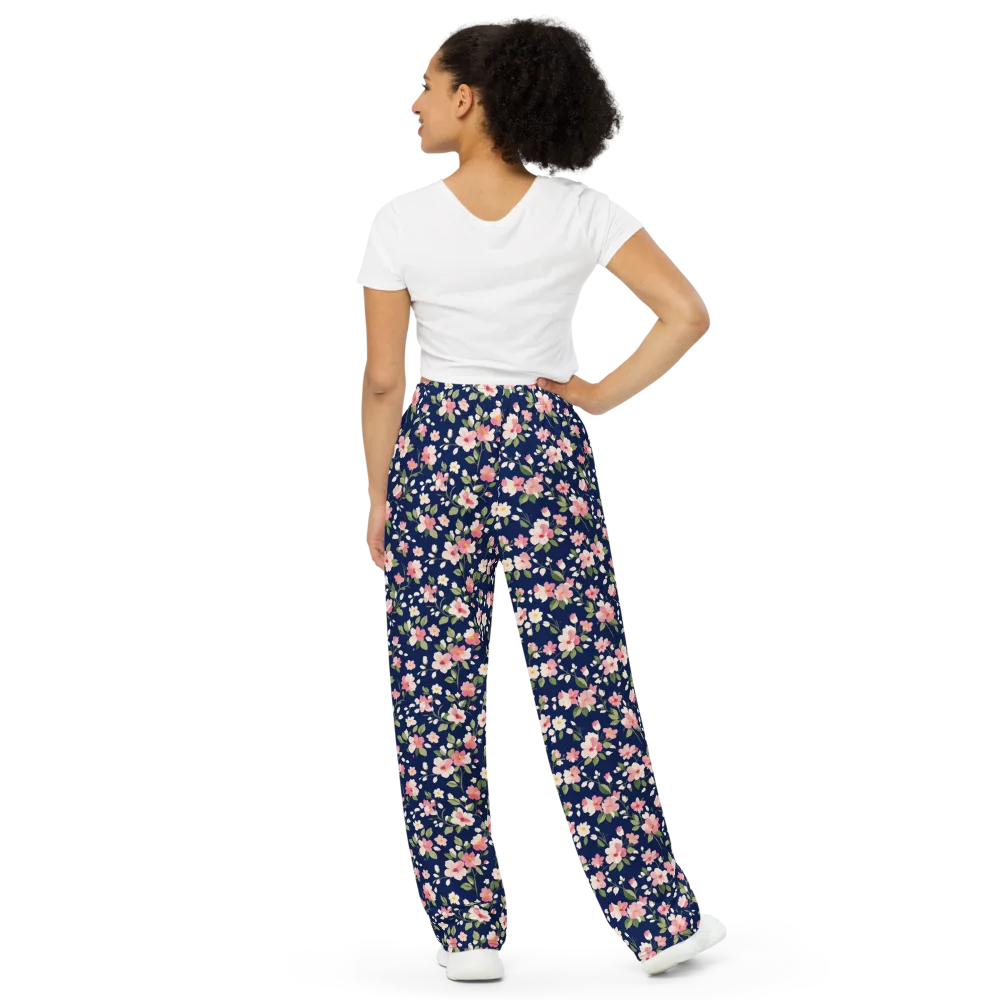 Midnight Blossom on Wide-Leg Pants — Back