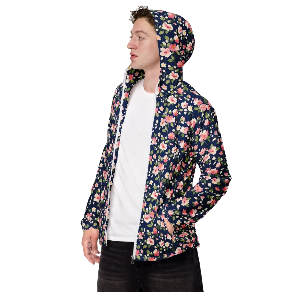 Midnight Blossom on Men's Windbreaker — Left Front