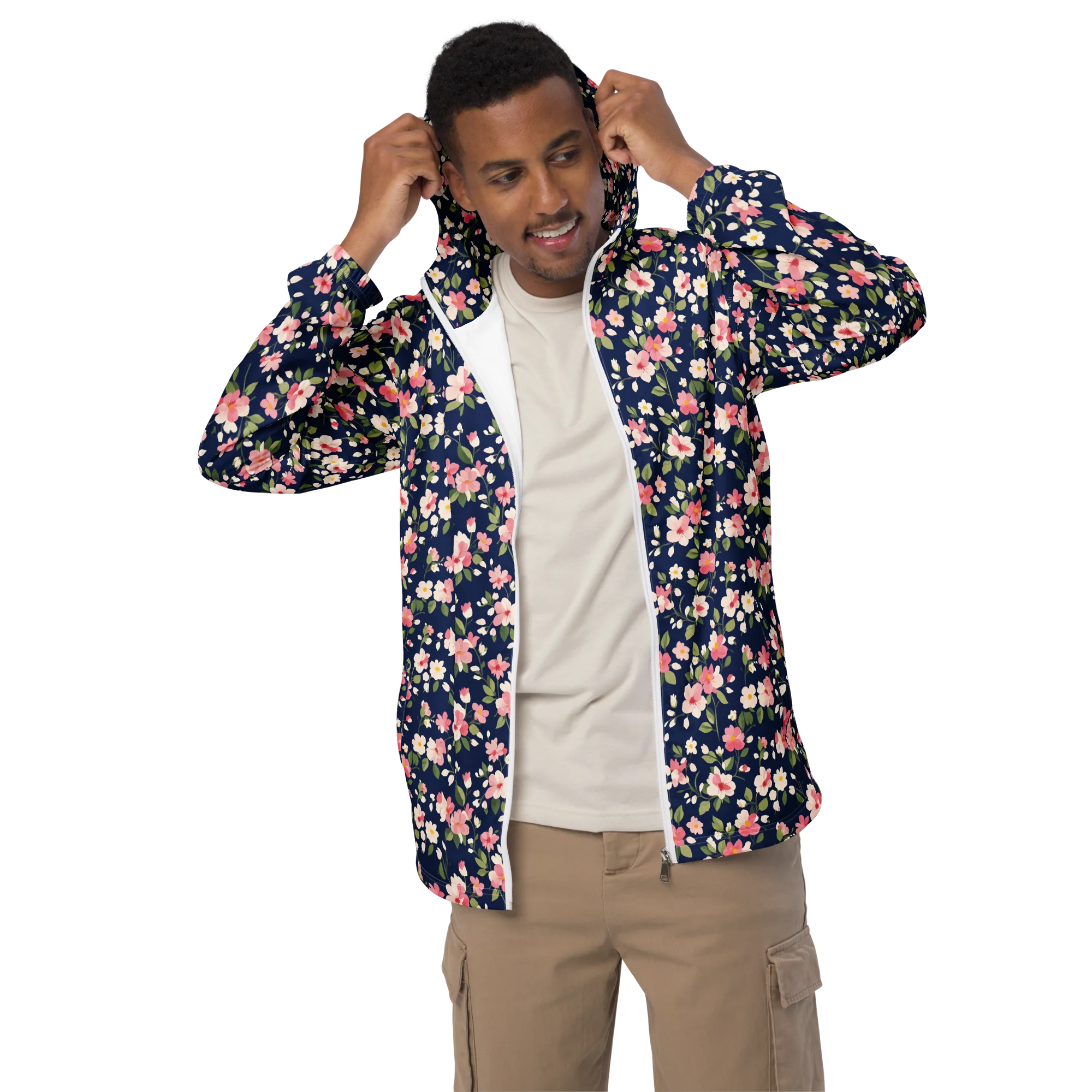 Midnight Blossom on Men's Windbreaker — Front