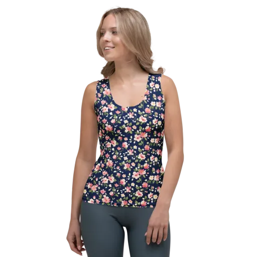 Midnight Blossom on a Women's Tank Top