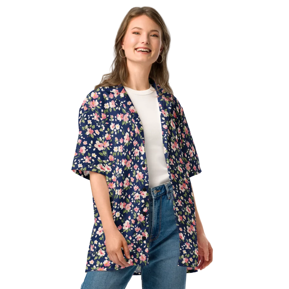 Midnight Blossom on Button Shirt — Front