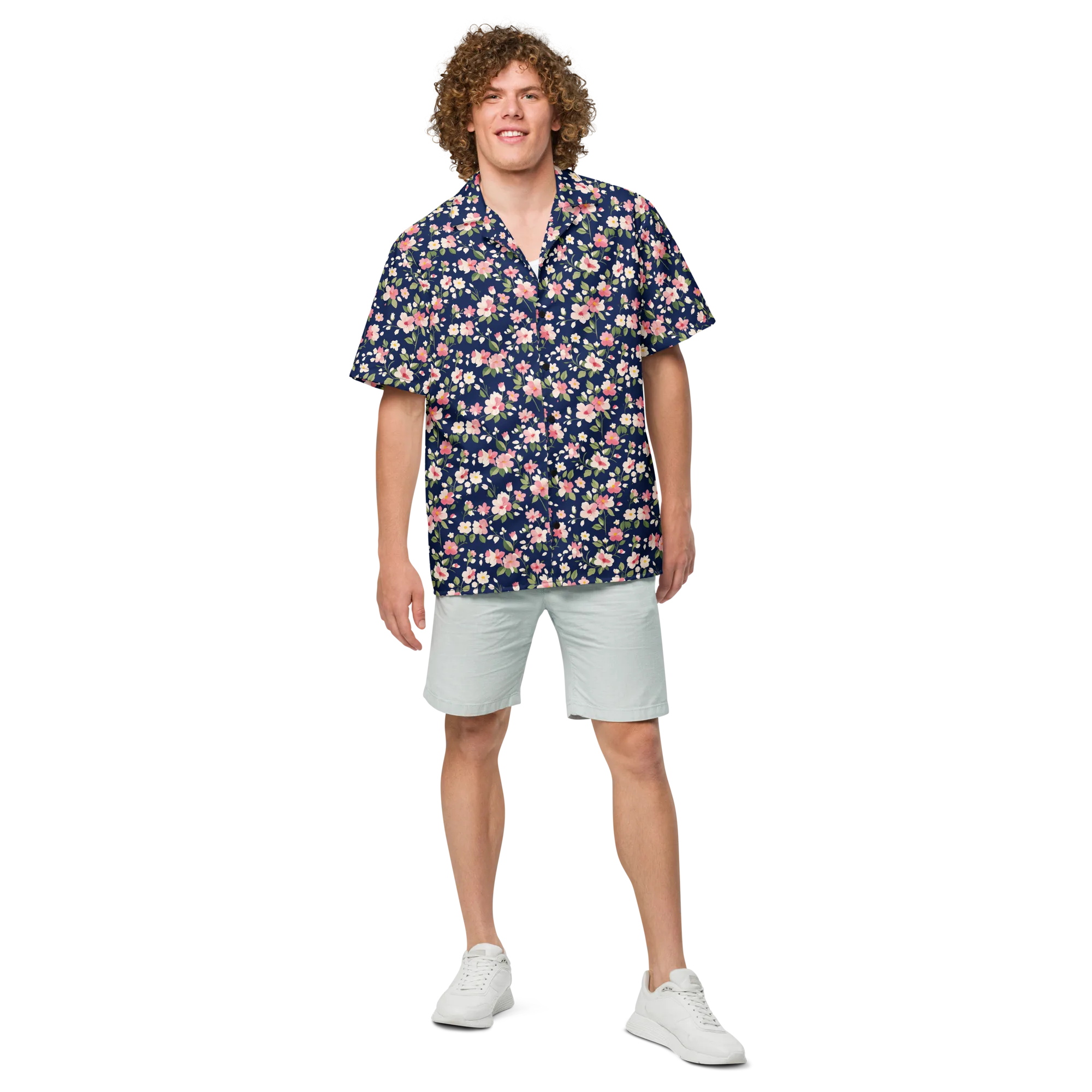 Midnight Blossom on Button Shirt — Front