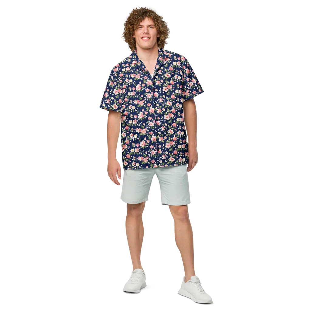 Midnight Blossom on Button Shirt — Front