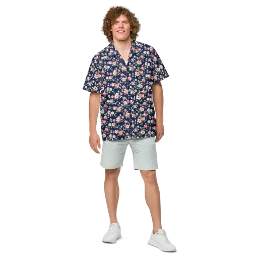 Midnight Blossom on a Button Shirt