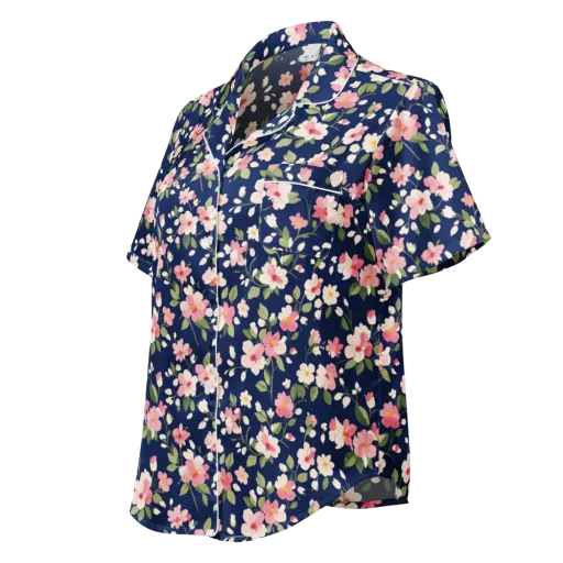 Midnight Blossom on a Women's Short Sleeve Pajama Top