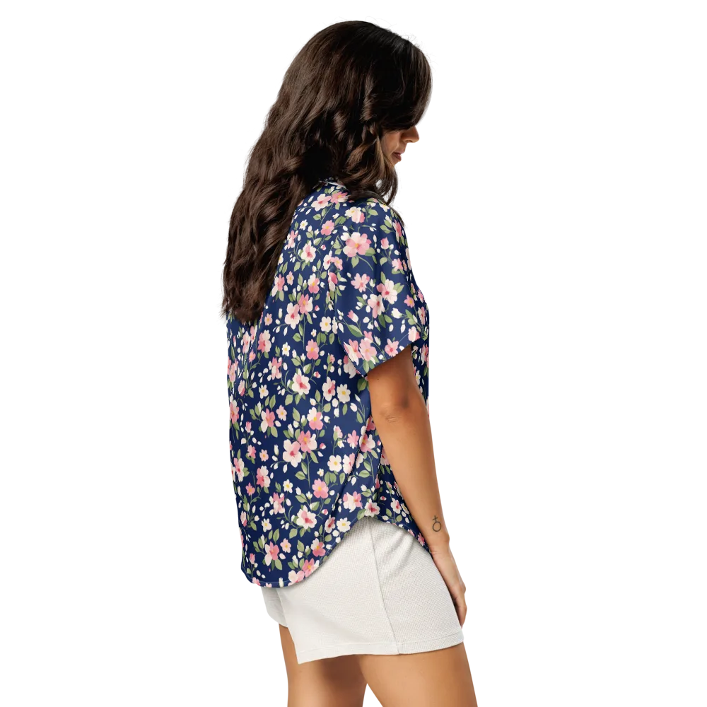 Midnight Blossom on Women's Short Sleeve Pajama Top — Right Back