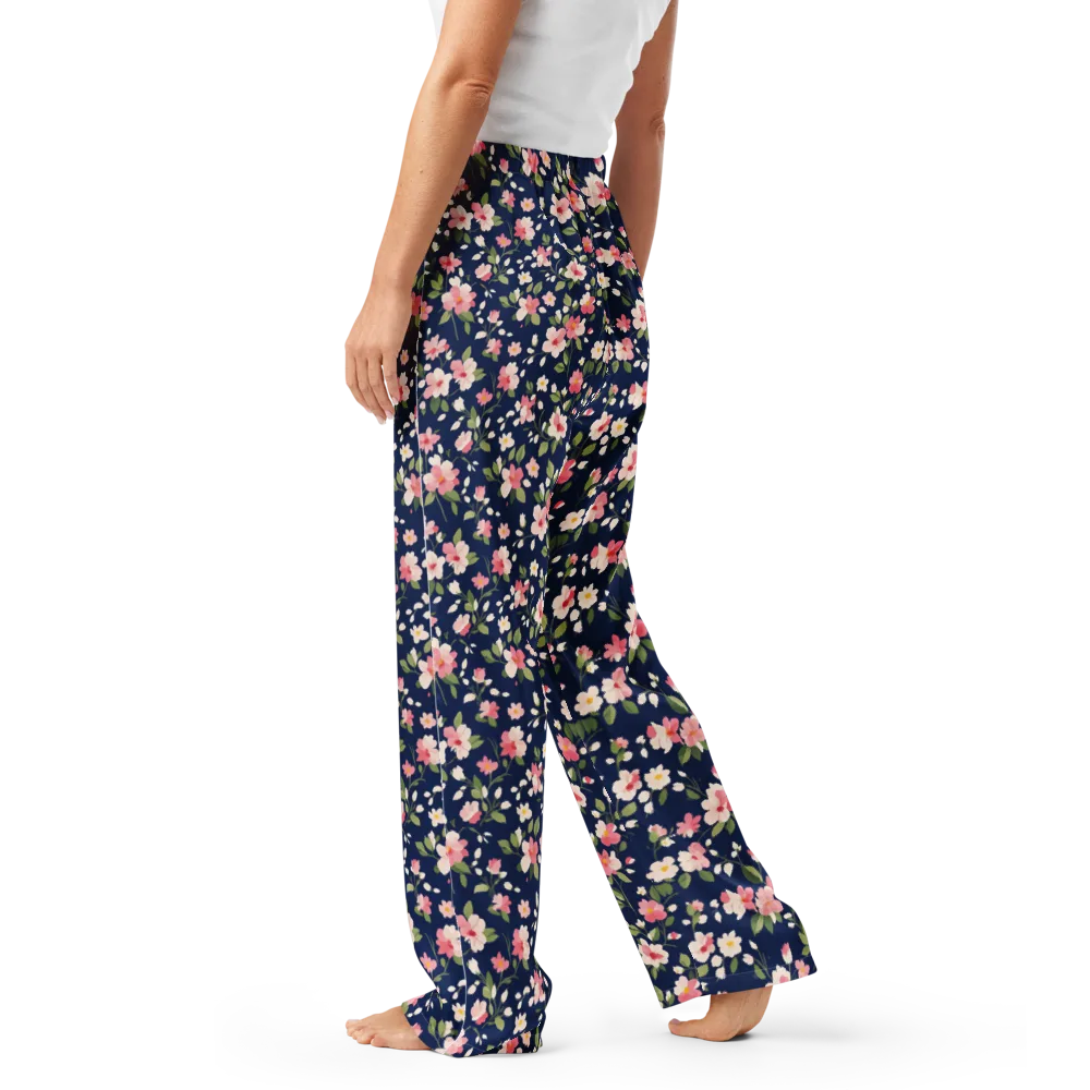 Midnight Blossom on Women's Pajama Pants — Left