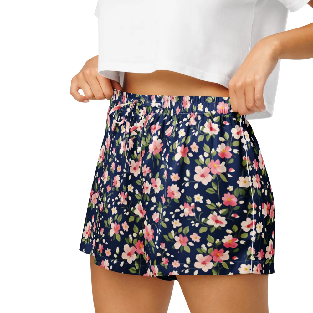 Midnight Blossom on Women's Pajama Shorts — Left