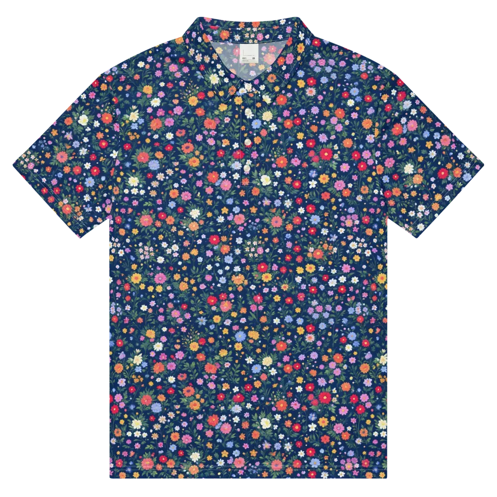 Navy Wildflower on Men's Slim Fit Polo Shirt — Front