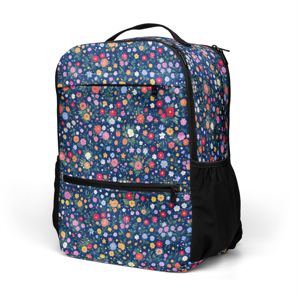 Navy Wildflower on Utility Backpack — Left Front