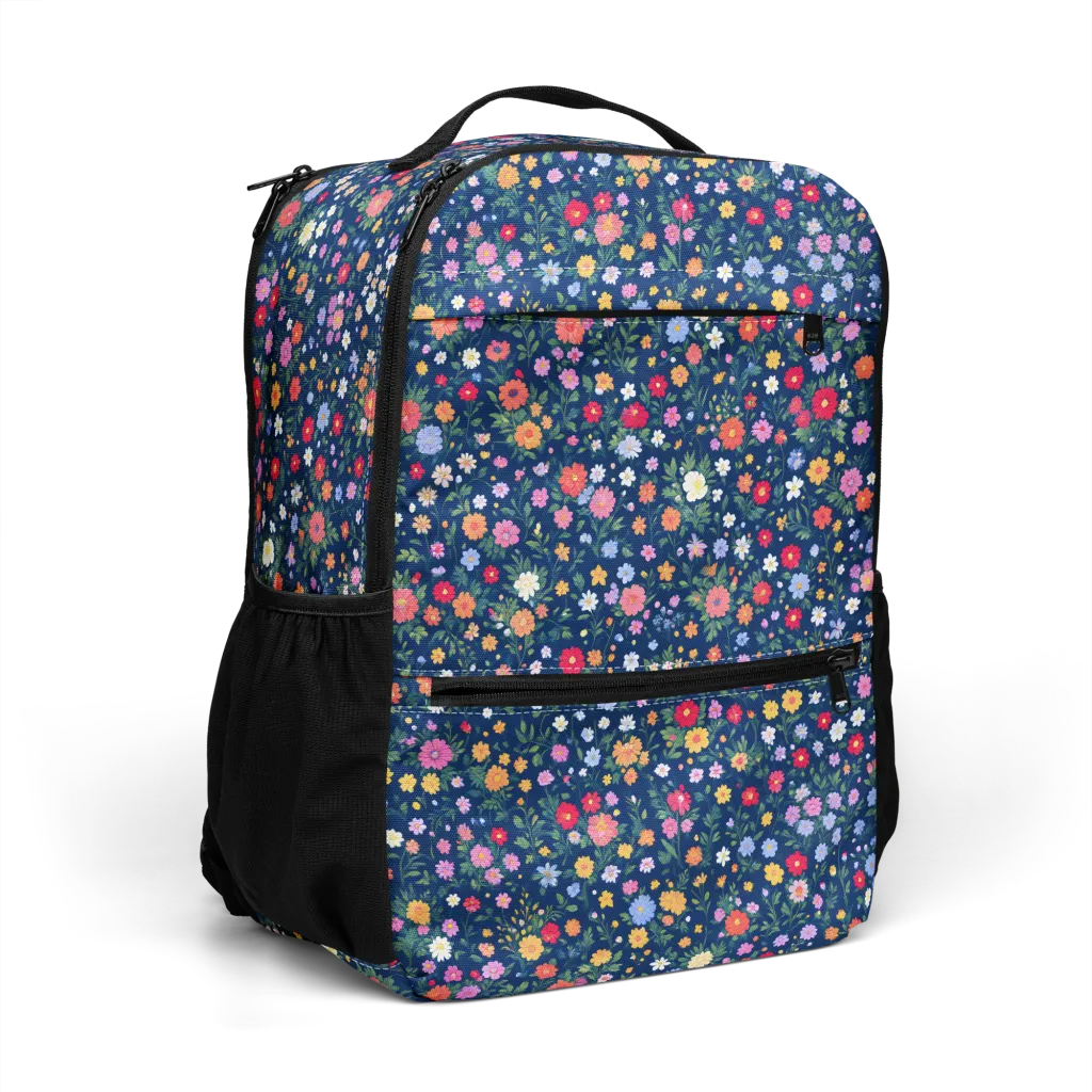 Navy Wildflower on Utility Backpack — Right Front