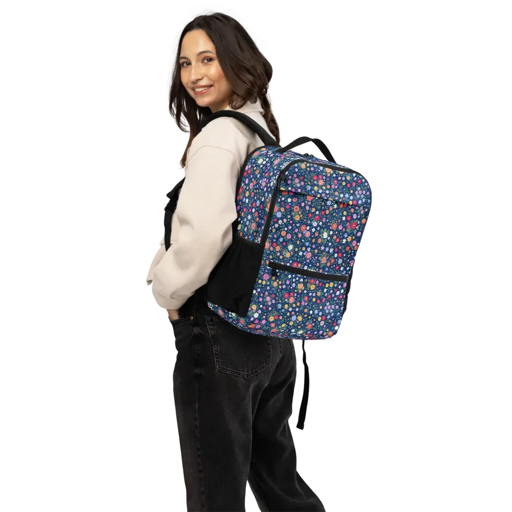 Navy Wildflower on Utility Backpack — Back