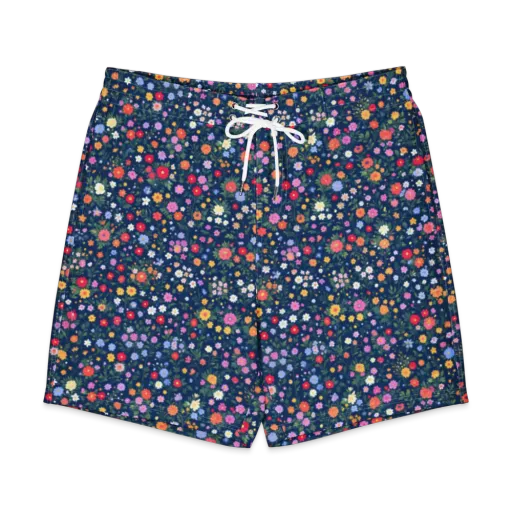 Navy Wildflower on a Men's Board Shorts