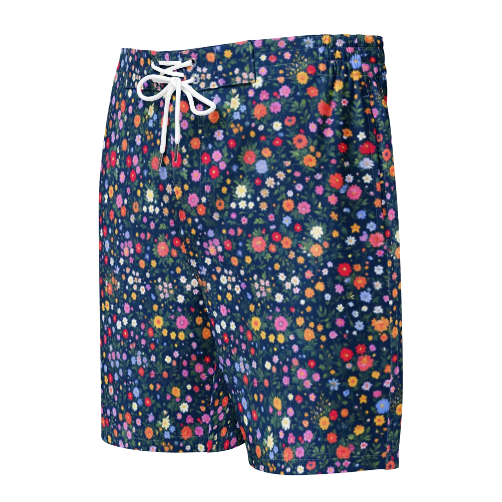 Navy Wildflower on Men's Board Shorts — Front