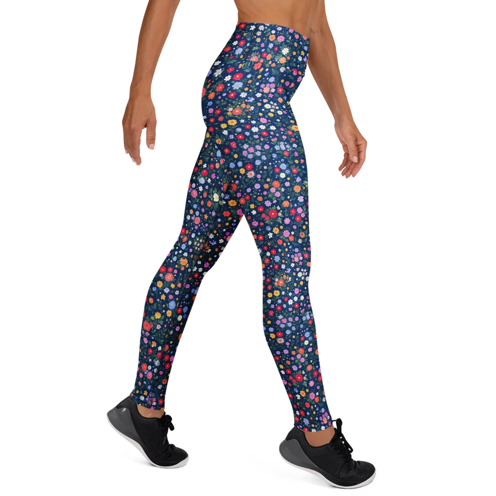 Navy Wildflower on Yoga Leggings — Right