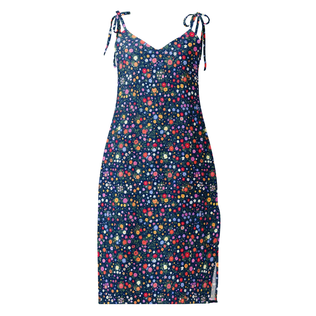 Navy Wildflower on Slip Dress — Front
