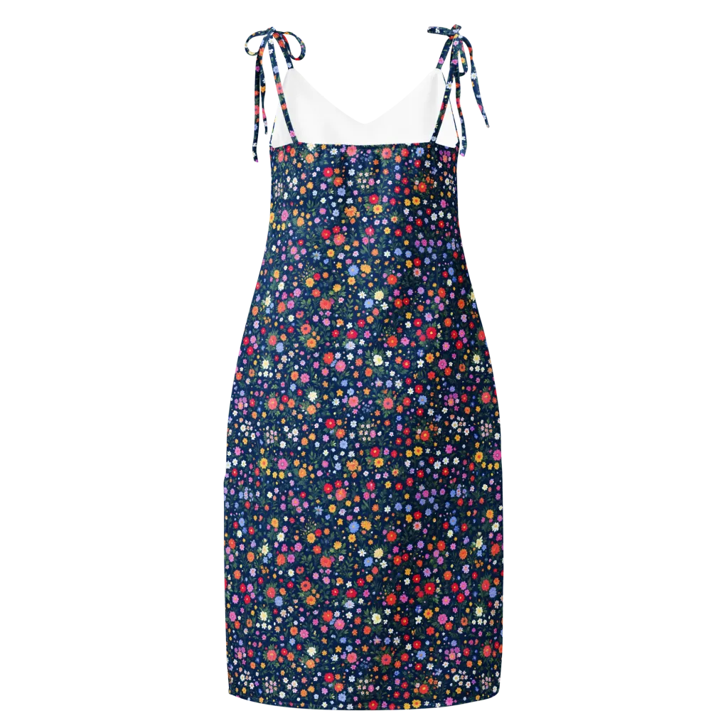 Navy Wildflower on Slip Dress — Back