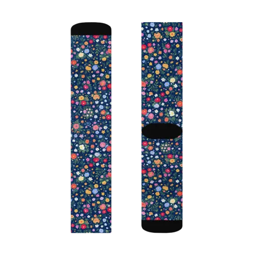 Navy Wildflower on a Socks
