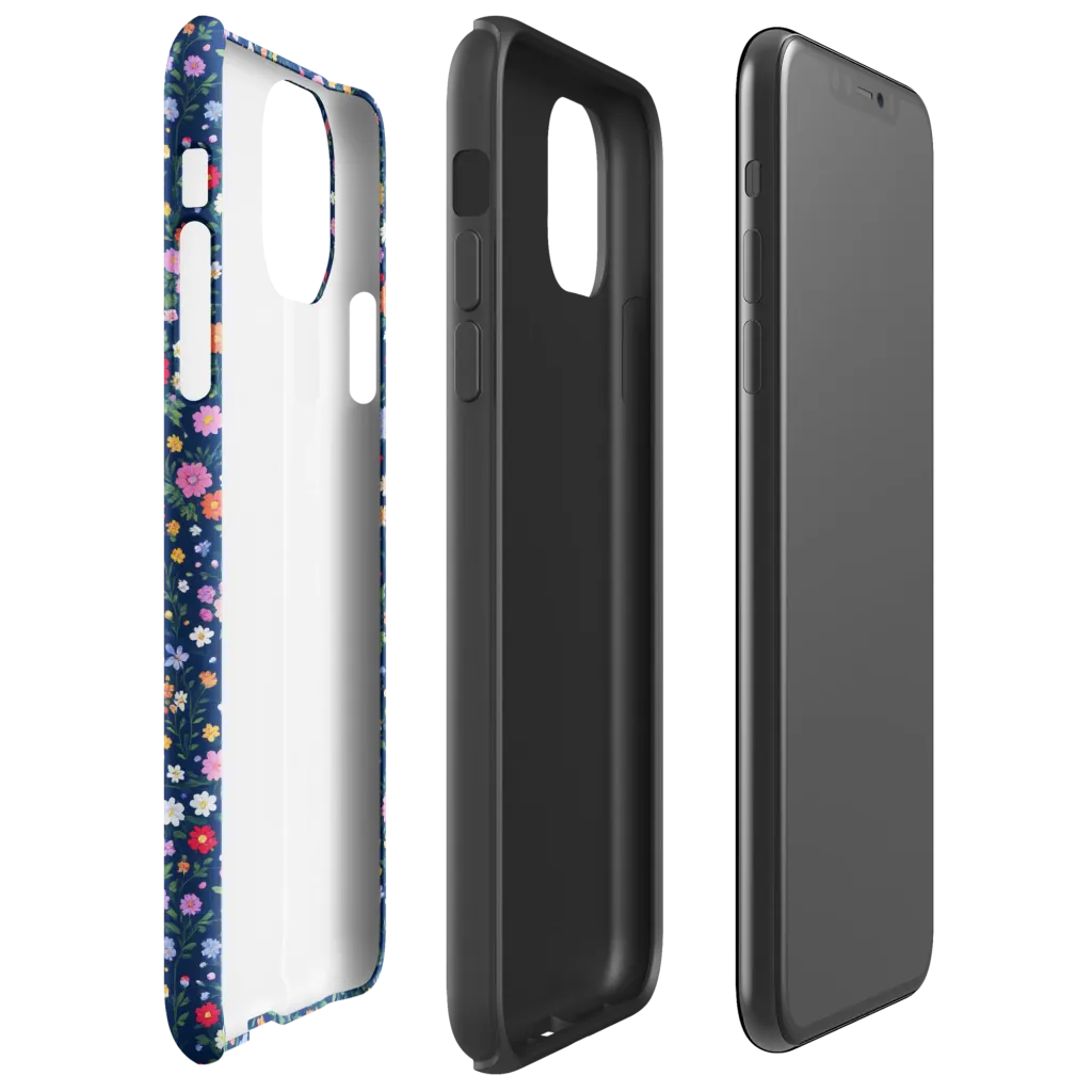 Navy Wildflower on Tough Case for iPhone® — Right