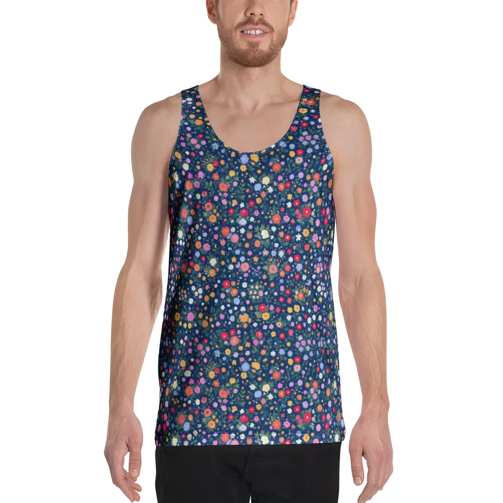 Navy Wildflower on Men's Tank Top — Front