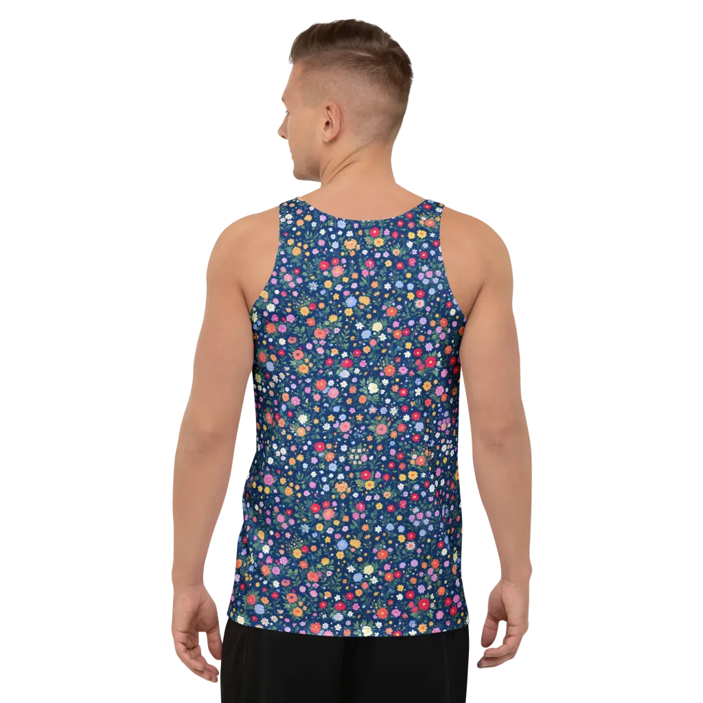 Navy Wildflower on Men's Tank Top — Back