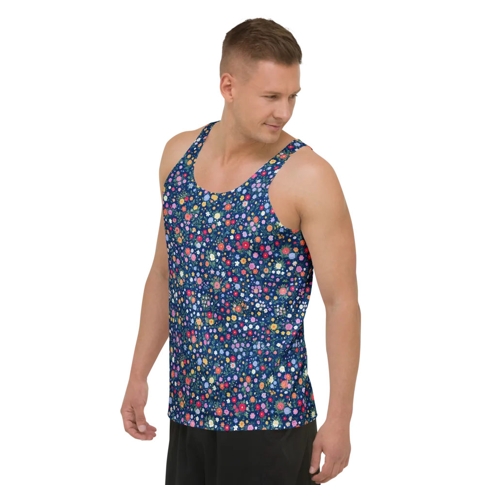 Navy Wildflower on Men's Tank Top — Left Front