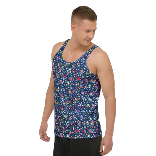 Navy Wildflower on a Men's Tank Top