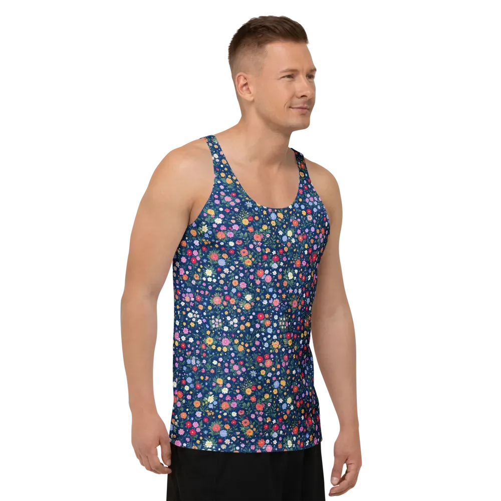 Navy Wildflower on Men's Tank Top — Right Front