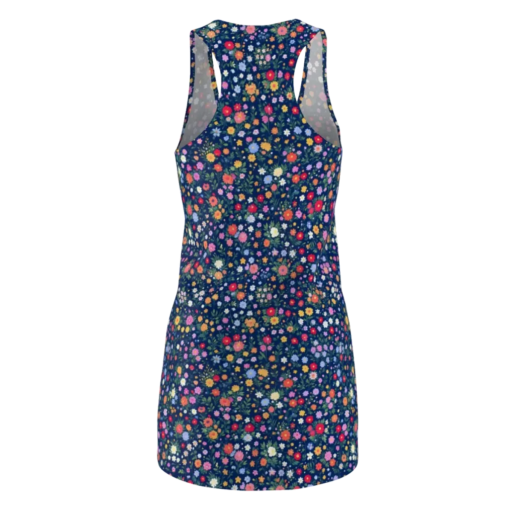 Navy Wildflower on Racerback Dress — Back