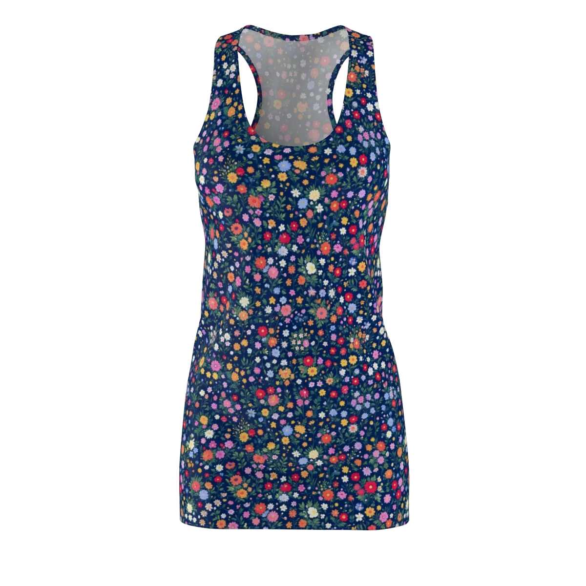 Navy Wildflower on Racerback Dress — Front