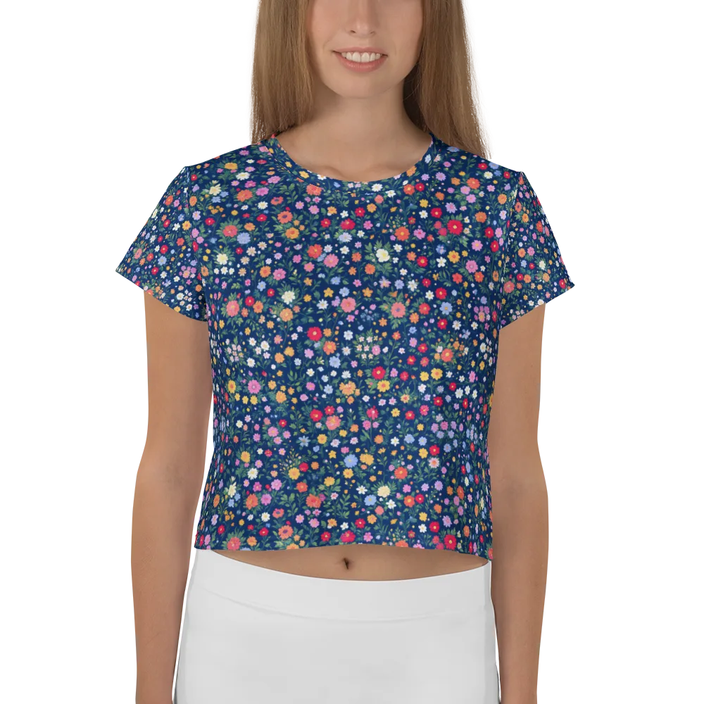 Navy Wildflower on Crop Tee — Front