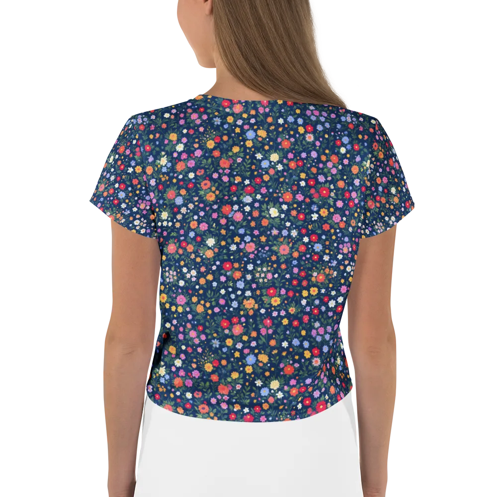 Navy Wildflower on Crop Tee — Back