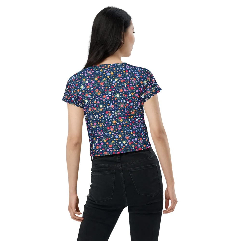 Navy Wildflower on Crop Tee — Back