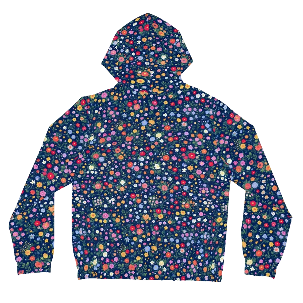 Navy Wildflower on Women's Full-Zip Hoodie — Back