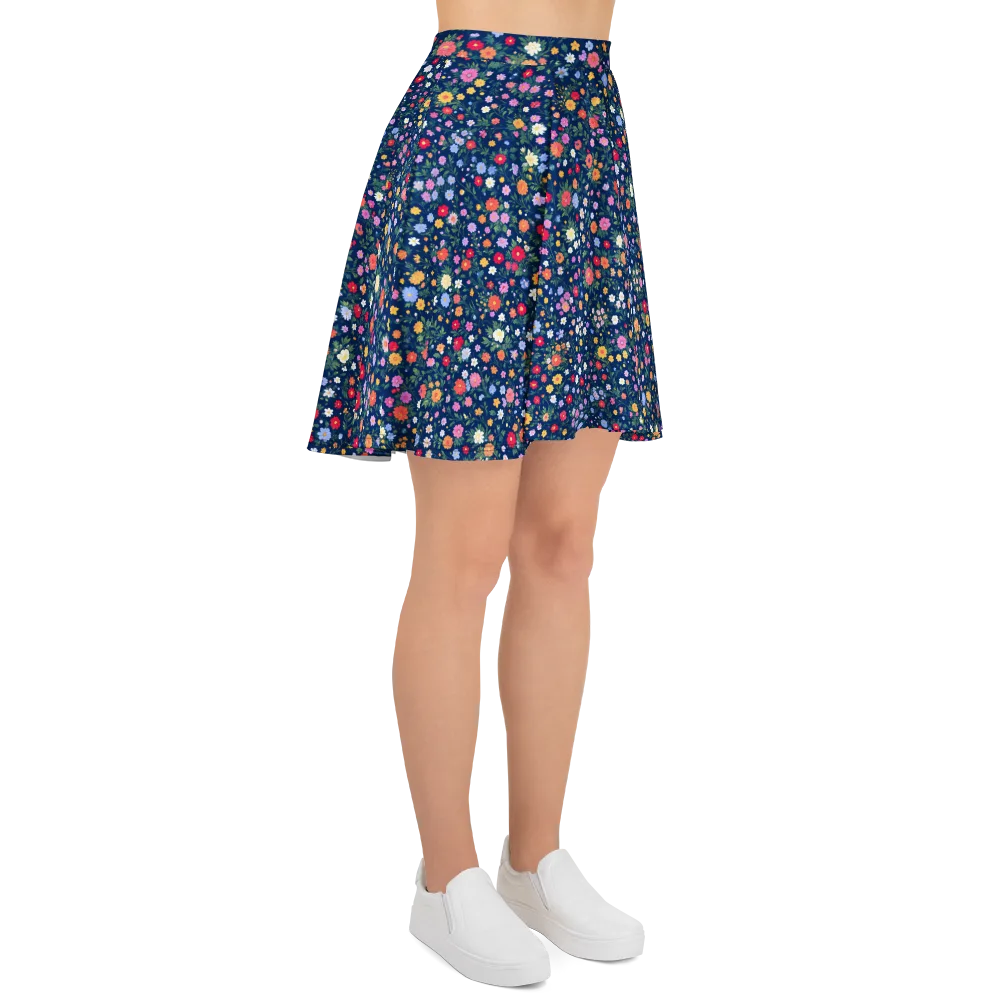 Navy Wildflower on Skater Skirt — Right