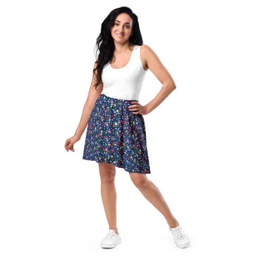 Navy Wildflower on a Skater Skirt