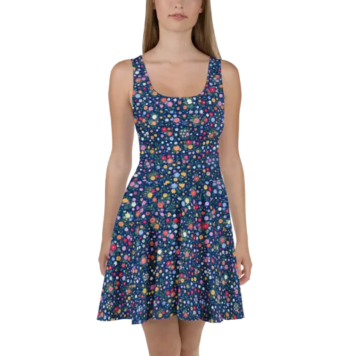 Navy Wildflower on a Skater Dress